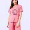 Shyaway Bubblegum Pink Rolled Sleeve Nightwear Shorts Set -Shyaway shyss019 bubblegum a