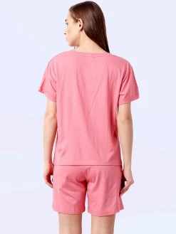 Shyaway Bubblegum Pink Rolled Sleeve Nightwear Shorts Set -Shyaway shyss019 bubblegum c