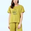 Shyaway Calla Green Rolled Sleeve Nightwear Shorts Set -Shyaway shyss019 callagreen a