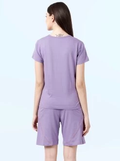 Shyaway Paisley Purple Contrast Panel Nightwear Shorts Set -Shyaway shyss020 paisleypurple c
