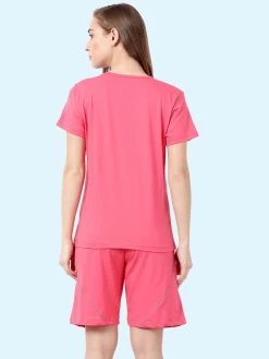 Shyaway Pink Blue Solid Half Sleeve Shorts Set -Shyaway shyss020 rosesharon c