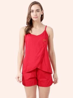 Shyaway Fiery Red Bee Print Spaghetti Shorts Set