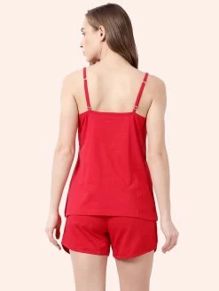 Shyaway Fiery Red Bee Print Spaghetti Shorts Set -Shyaway shyss021 fieryred c
