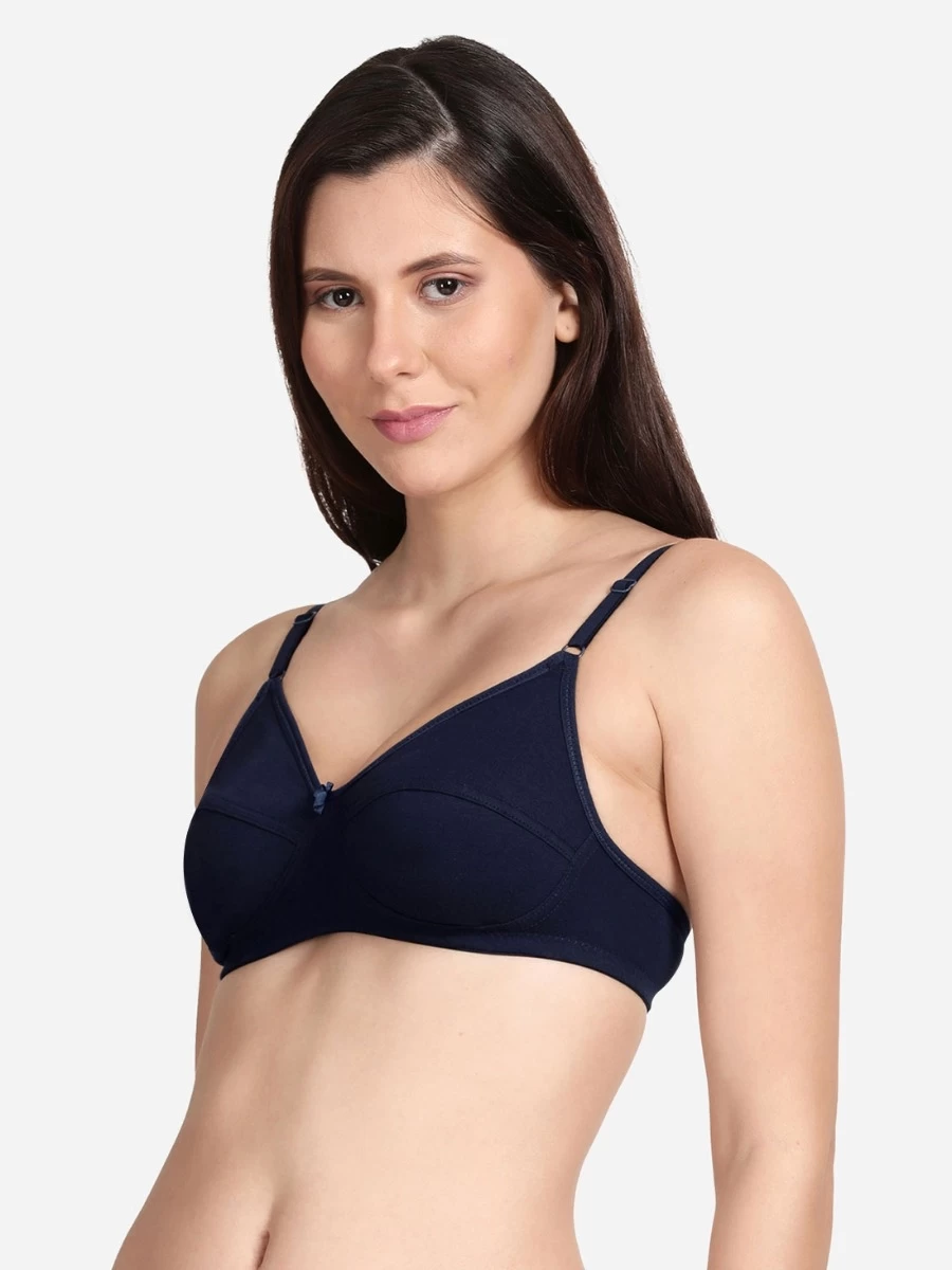 Shyle Navy Non Padded Seamed Solid Casual Bra 7 Shyle Navy Non Padded Seamed Solid Casual Bra - Image 5