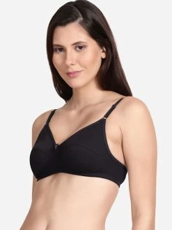 Shyle Black Non Padded Seamed Solid Casual Bra -Shyaway side 2 11