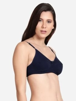 Shyle Navy Non Padded Seamed Solid Casual Bra 11 Shyle Navy Non Padded Seamed Solid Casual Bra -Shyaway side 2 8