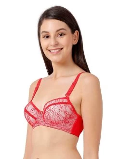 Susie Red Moulded Lace Bra With Underwire -Shyaway side 27