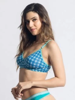 Susie Royal Blue Cotton Floral Padded Printed Everyday Bra -Shyaway side 47