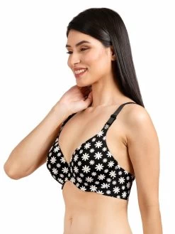 Shyaway HANA Black White Daisy Print Seamless T-Shirt Bra 8 Shyaway HANA Black White Daisy Print Seamless T-Shirt Bra -Shyaway side 54