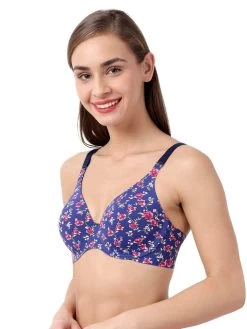 Shyaway HANA Blue Red Floral Print Seamless T-Shirt Bra -Shyaway side 56