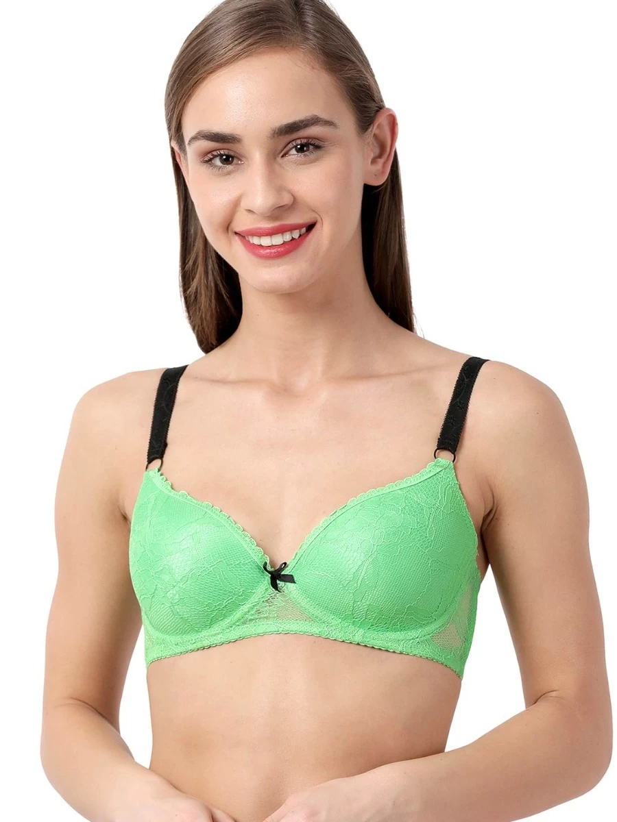 Susie Light Green Contrast Strap Full Lace Wirefree Bra 3 Susie Light Green Contrast Strap Full Lace Wirefree Bra