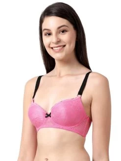 Susie Milkshake Contrast Strap Full Lace Wirefree Bra -Shyaway sk004 milkshake 02