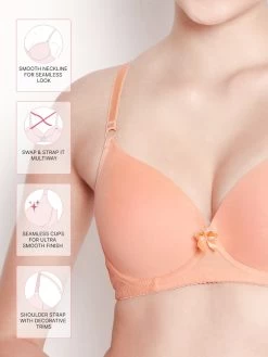 Susie Apricot Skin Everyday Cotton Padded Wirefree T-shirt Bra -Shyaway sk038 apricotgelato fea