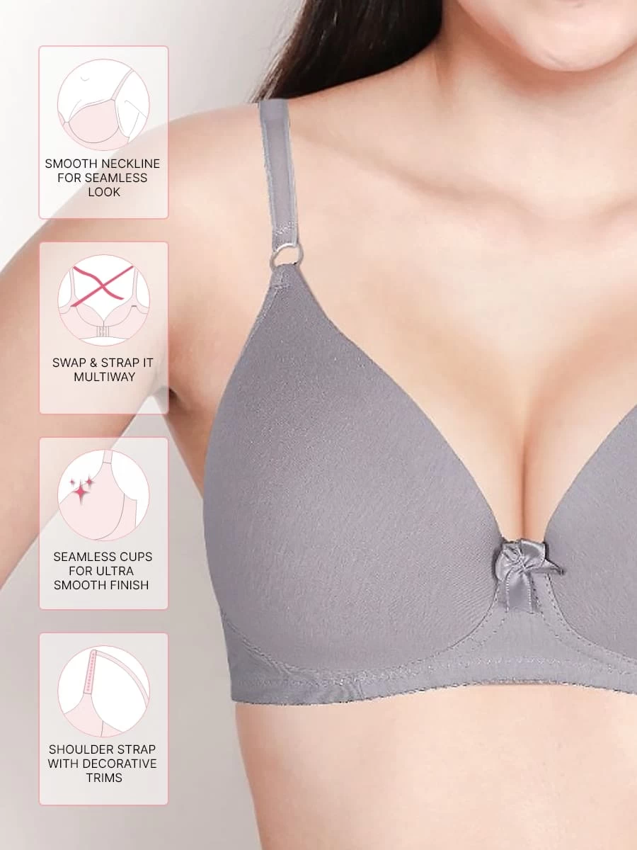 Susie Wind Chime Grey Everyday Cotton Padded Wirefree T-shirt Bra 4 Susie Wind Chime Grey Everyday Cotton Padded Wirefree T-shirt Bra - Image 2