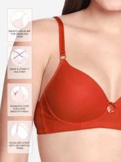 Susie Orange Everyday Cotton Padded Wirefree T-shirt Bra 8 Susie Orange Everyday Cotton Padded Wirefree T-shirt Bra -Shyaway sk045 orange fea