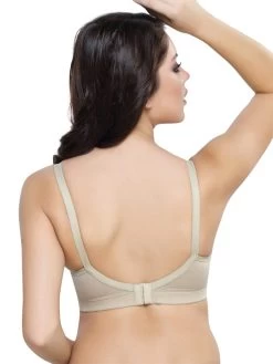 Libra Light Grey Full Coverage Side Encircled Non Padded Hi Support Bra -Shyaway slub lgrey back