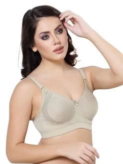 Libra Light Grey Full Coverage Side Encircled Non Padded Hi Support Bra -Shyaway slub lgrey side 1