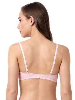 Susie Baby Pink Melange Lace Neckline Padded Wired T Shirt Bra -Shyaway sq10081 babypinkmelange 03