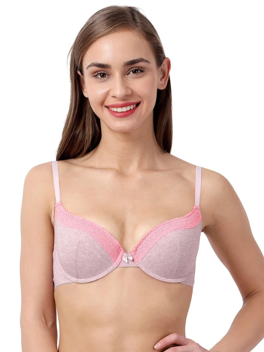 Susie Mauve Melange Lace Neckline Padded Wired T Shirt Bra 3 Susie Mauve Melange Lace Neckline Padded Wired T Shirt Bra