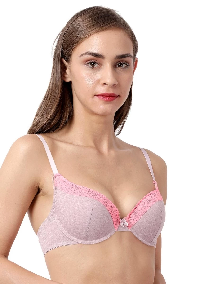 Susie Mauve Melange Lace Neckline Padded Wired T Shirt Bra 5 Susie Mauve Melange Lace Neckline Padded Wired T Shirt Bra - Image 3
