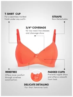Susie Orange All Day Comfort Padded Everyday Bra -Shyaway sq1012 orange 5