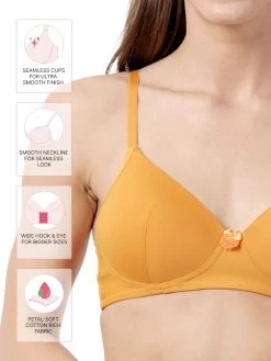 Susie Gold Yellow All Day Comfort Padded Everyday Bra -Shyaway sq1015 goldyellow fea