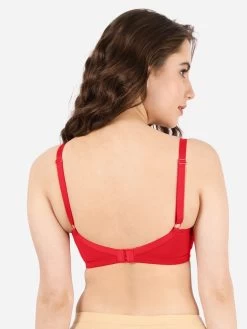 Taabu Lava Red Side Lace Padded Wirefree Tshirt Bra -Shyaway st004 lavared back