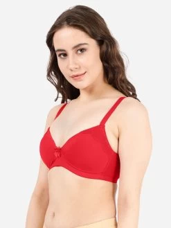 Taabu Lava Red Side Lace Padded Wirefree Tshirt Bra -Shyaway st004 lavared side