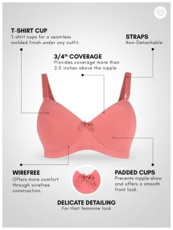 Taabu Shell Pink Side Lace Padded Wirefree Tshirt Bra -Shyaway st004 shellpink 05