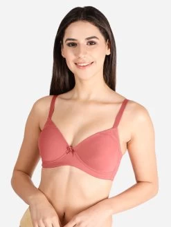 Taabu Shell Pink Side Lace Padded Wirefree Tshirt Bra