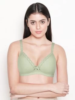 Taabu Bay Green Lace Strap Padded Wirefree T Shirt Bra