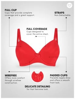 Taabu Lava Red Everyday Padded Wirefree Full Cup T-shirt Bra -Shyaway st007 moltenlava 05