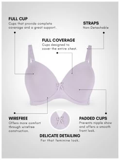Taabu Lilac Purple Padded Wirefree Full Cup T-shirt Bra -Shyaway st007 pastellilac 5