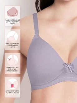 Taabu Lilac Purple Padded Wirefree Full Cup T-shirt Bra -Shyaway st007 pastellilac fea