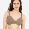 Taabu Almond Buff Skin Padded Lace Trim Full Coverage Bra