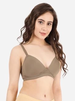 Taabu Almond Buff Skin Padded Lace Trim Full Coverage Bra -Shyaway st010 almondbuff side