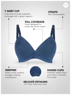 Taabu Dejavu Blue Padded Lace Trim Full Coverage Bra -Shyaway st010 dejavublue 05