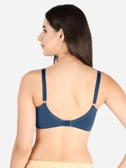 Taabu Dejavu Blue Padded Lace Trim Full Coverage Bra -Shyaway st010 dejavublue back
