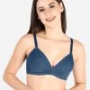 Taabu Dejavu Blue Padded Lace Trim Full Coverage Bra 2 Taabu Dejavu Blue Padded Lace Trim Full Coverage Bra -Shyaway st010 dejavublue front