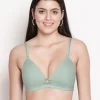 Taabu Bay Green Satin Trim Padded Wirefree T-shirt Bra