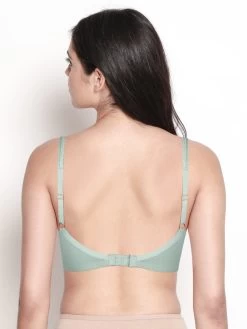 Taabu Bay Green Satin Trim Padded Wirefree T-shirt Bra -Shyaway st011 baygreen 02