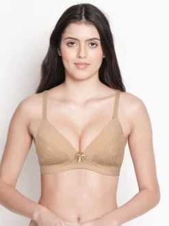 Taabu Buff Skin Lace Cup Padded Wirefree Bra