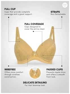 Taabu Buff Skin Lace Cup Padded Wirefree Bra -Shyaway st014 buff 5