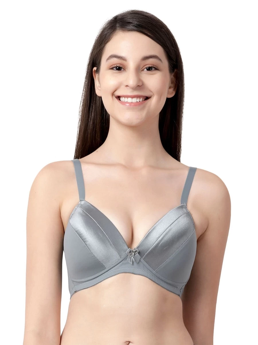 Taabu Monument Grey Everyday Satin Finish Padded Wirefree Bra 3 Taabu Monument Grey Everyday Satin Finish Padded Wirefree Bra