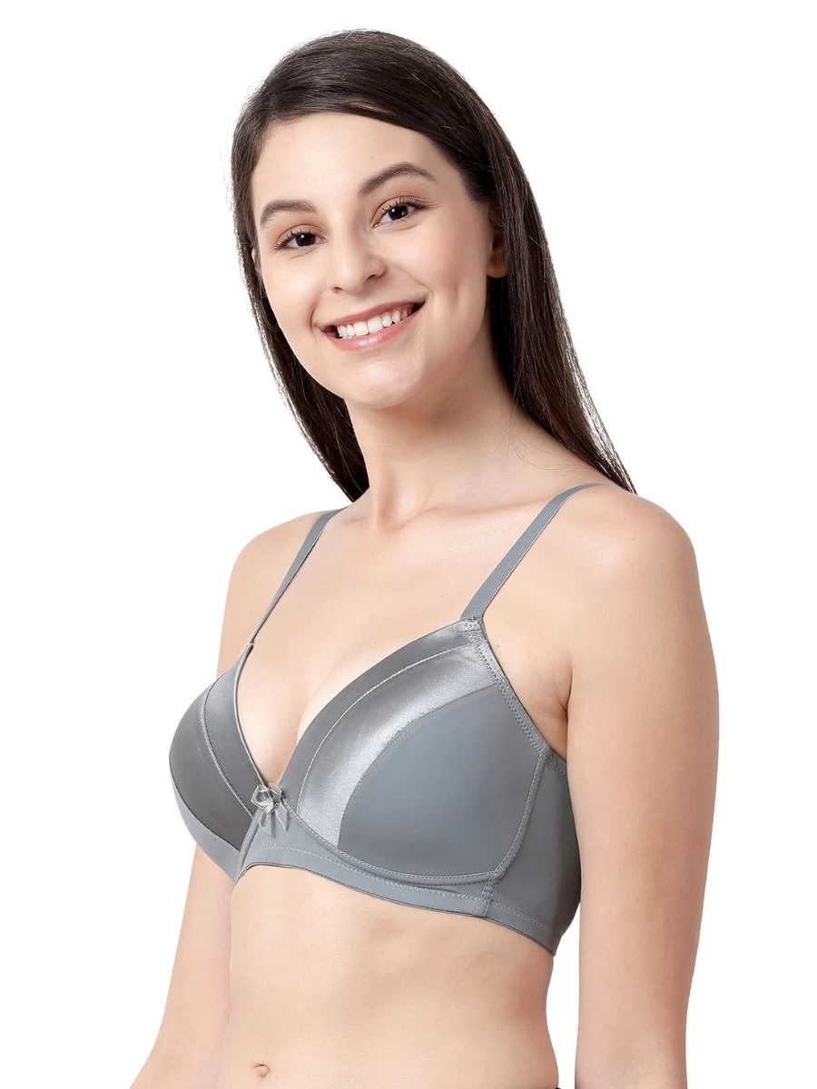 Taabu Monument Grey Everyday Satin Finish Padded Wirefree Bra 7 Taabu Monument Grey Everyday Satin Finish Padded Wirefree Bra - Image 5