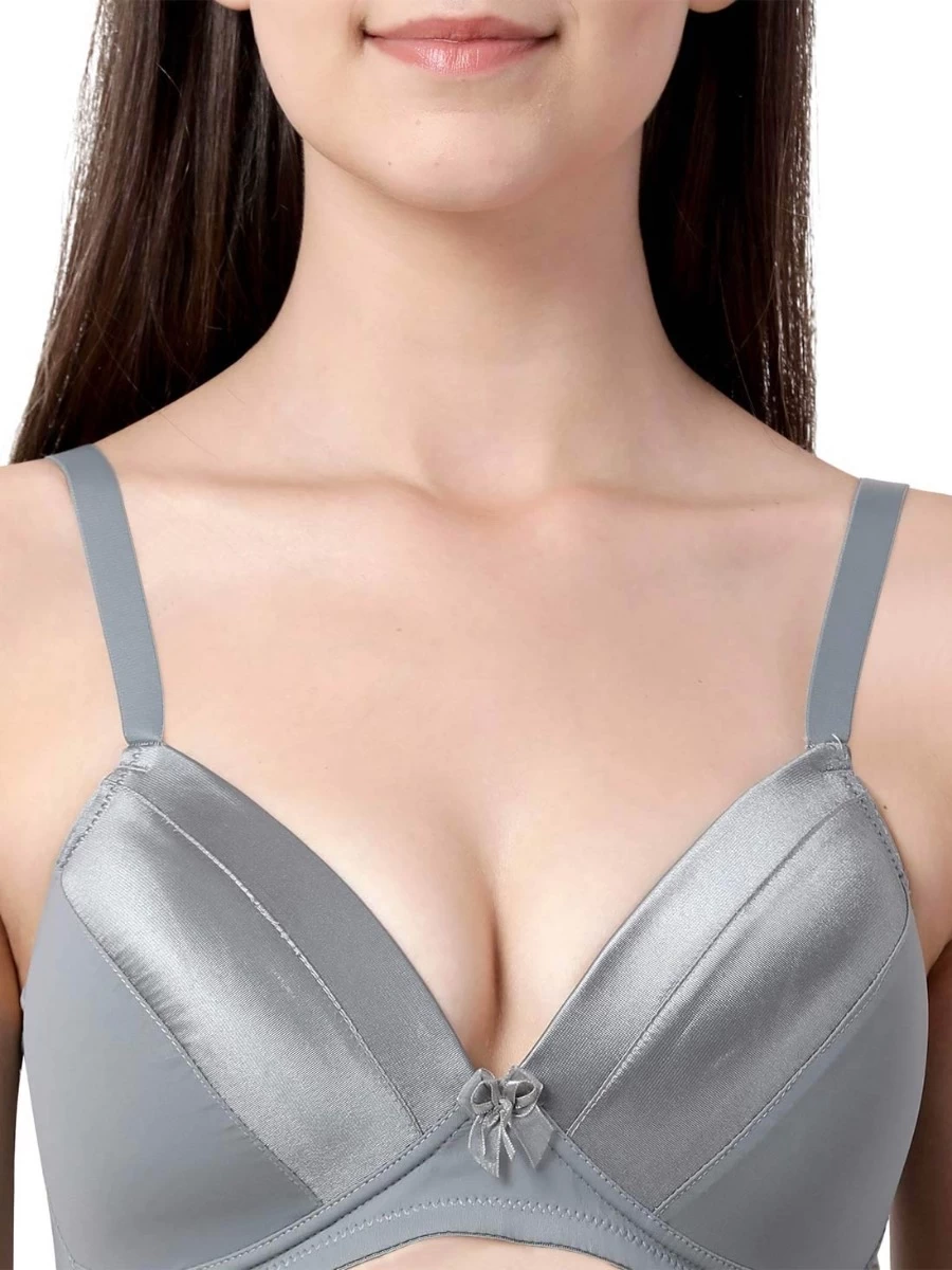 Taabu Monument Grey Everyday Satin Finish Padded Wirefree Bra 6 Taabu Monument Grey Everyday Satin Finish Padded Wirefree Bra - Image 4