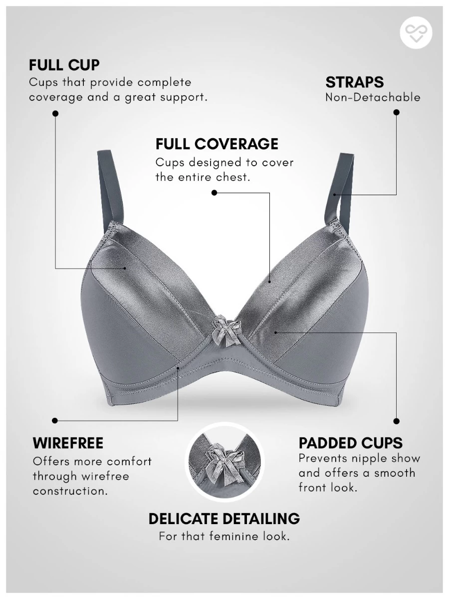 Taabu Monument Grey Everyday Satin Finish Padded Wirefree Bra 5 Taabu Monument Grey Everyday Satin Finish Padded Wirefree Bra - Image 3