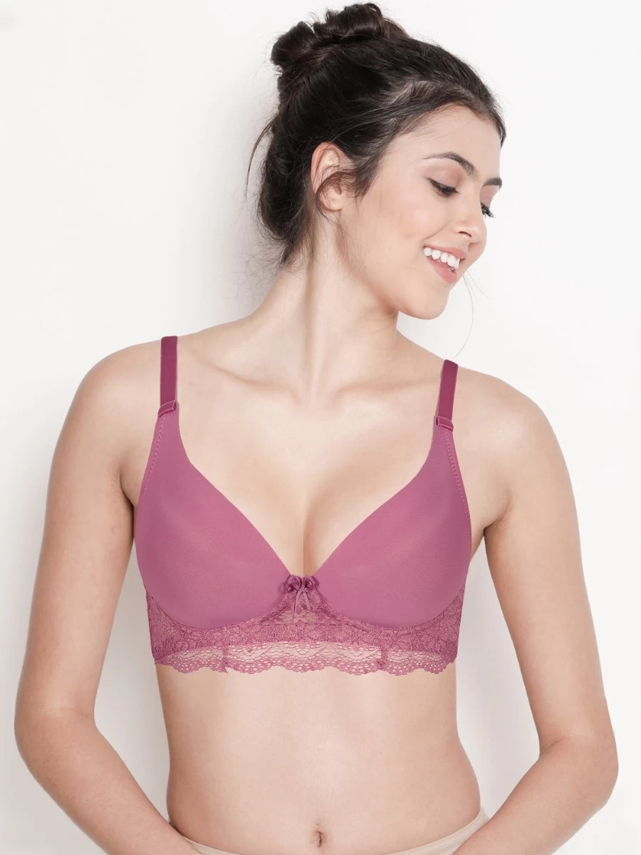 Taabu Dusky Orchid Padded Wirefree Bottom Lace Plunge Bra 3 Taabu Dusky Orchid Padded Wirefree Bottom Lace Plunge Bra