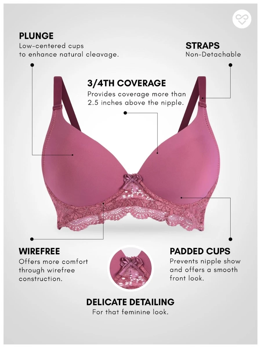Taabu Dusky Orchid Padded Wirefree Bottom Lace Plunge Bra 5 Taabu Dusky Orchid Padded Wirefree Bottom Lace Plunge Bra - Image 3