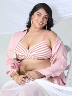 Taabu Ballet Pink Stripe Cotton Lingerie Set